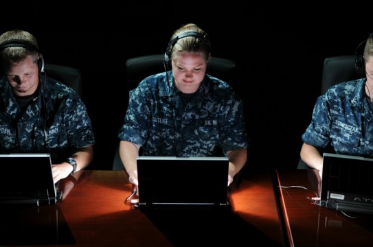 110524-N-GS507-210 PENSACOLA, Fla. (May 24, 2011) Students from the Center for Information Dominance (CID) Corry Station, Cryptologic Technician Collection Seaman Recruit Ben Lowden, of Brownsberg, Ind., Cryptologic Technician Networks Seaman Apprentice Alicia Sutliff, of Jacksonville, Fla., and Cryptologic Technician Technical Third Class Steven Tometczak, of Reno, Nev., preview the Integrated System for Language Education and Training program (ISLET), which is being tested by the CID-based Center for Language, Regional Expertise and Culture (CLREC) and the Academic Consortium for Global Education (ACGE). Conceived as an alternative to traditional computer-based training and classroom instruction, ISLET employs online social networking, interactive role-play, competitive gaming and speech recognition to create an immersive environment for collaborative learning. (U.S. Navy photo by Gary Nichols/Released)